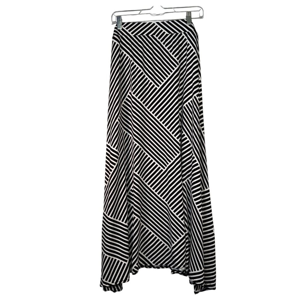 Jessica London Size 22/24 Black & White Geometric Striped Maxi Skirt
